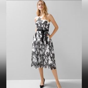 WHBM Embroidered floral illusion dress
